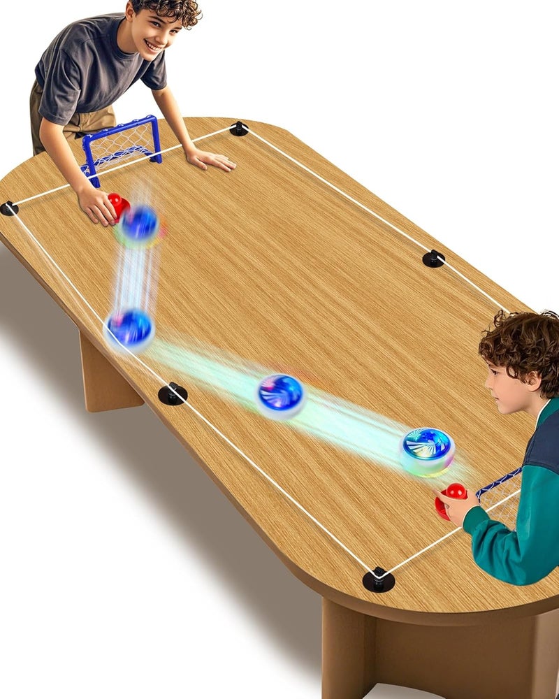 CT SPORTS Rechargeable Tabletop Air Hockey – Elastic Rope Rebound Boundaries with Adjustable Size, 2–4 Player Indoor Hockey Game with LED Pucks, Fun Party & Gift Idea - Image 1